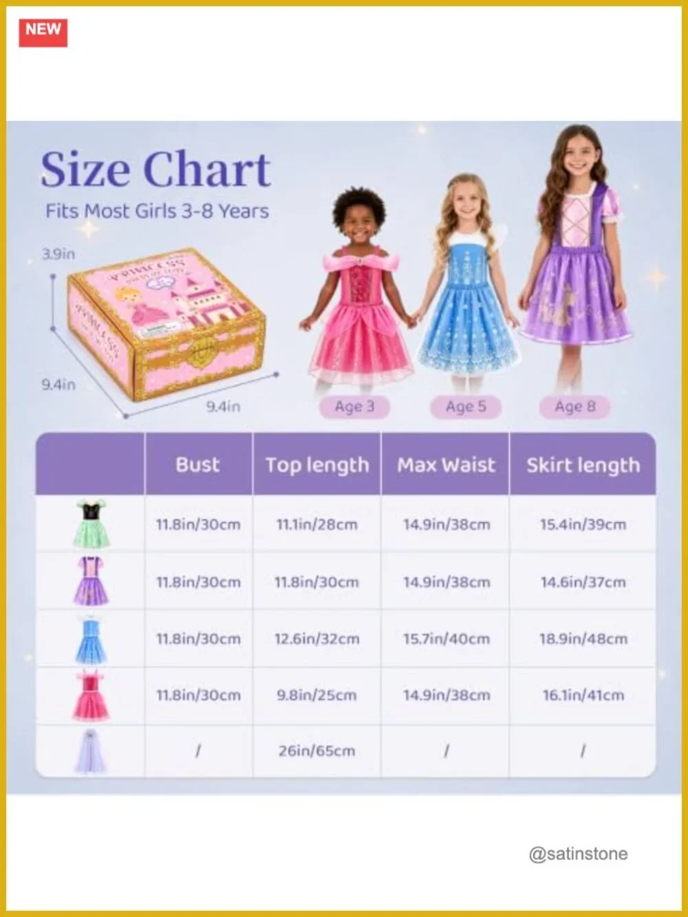 Princess Dress Up Trunk Set 16pcs Girls Costume Pretend Play 3-8Y